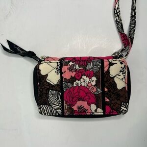 Vera Bradley Mod Floral Zip-Around Wristlet Wallet. Burgundy Pink. Frayed 8.5”